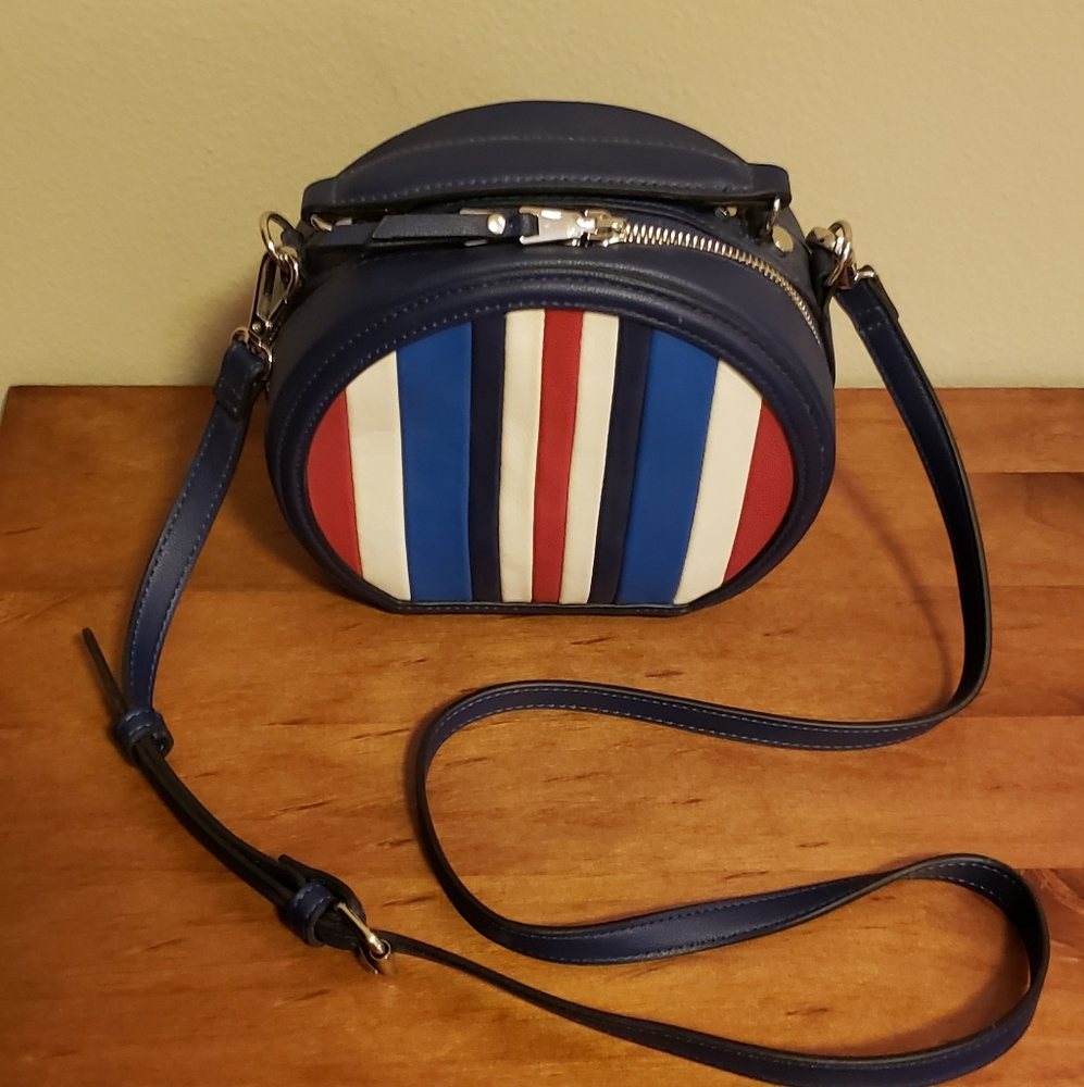 INC Concepts Stylish Red White And Blue Barrel Crossbody Bag